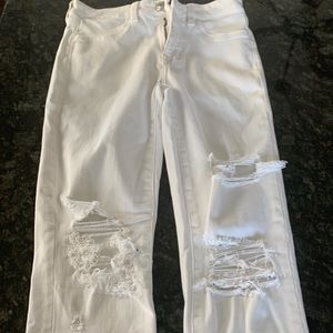 American Eagle, next level stretch, size 4, white ripped jeans